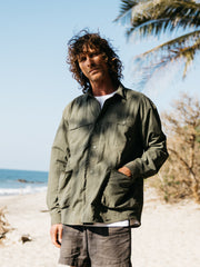 Men Recycled Long Sleeve Shirt in Olive - Wander