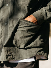 Men Recycled Long Sleeve Shirt in Olive - Wander