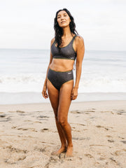 Women Recycled Bikini Pant in Brown Print - Ailla