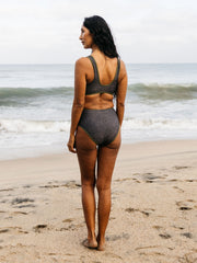 Women Recycled Bikini Pant in Brown Print - Ailla