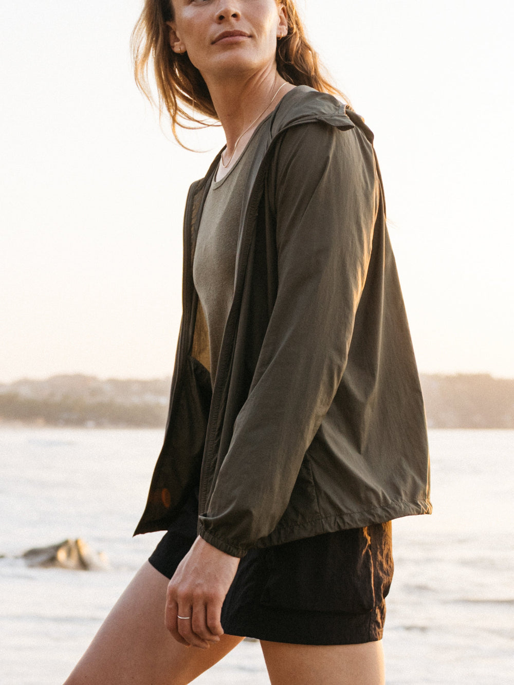 Women Recycled Windcheater Jacket in Olive - Forecast