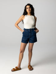 Women Denim Short in Dark Indigo - Yarrel