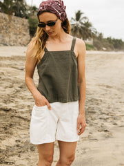 Women Hemp Cami Top in Olive - Morva