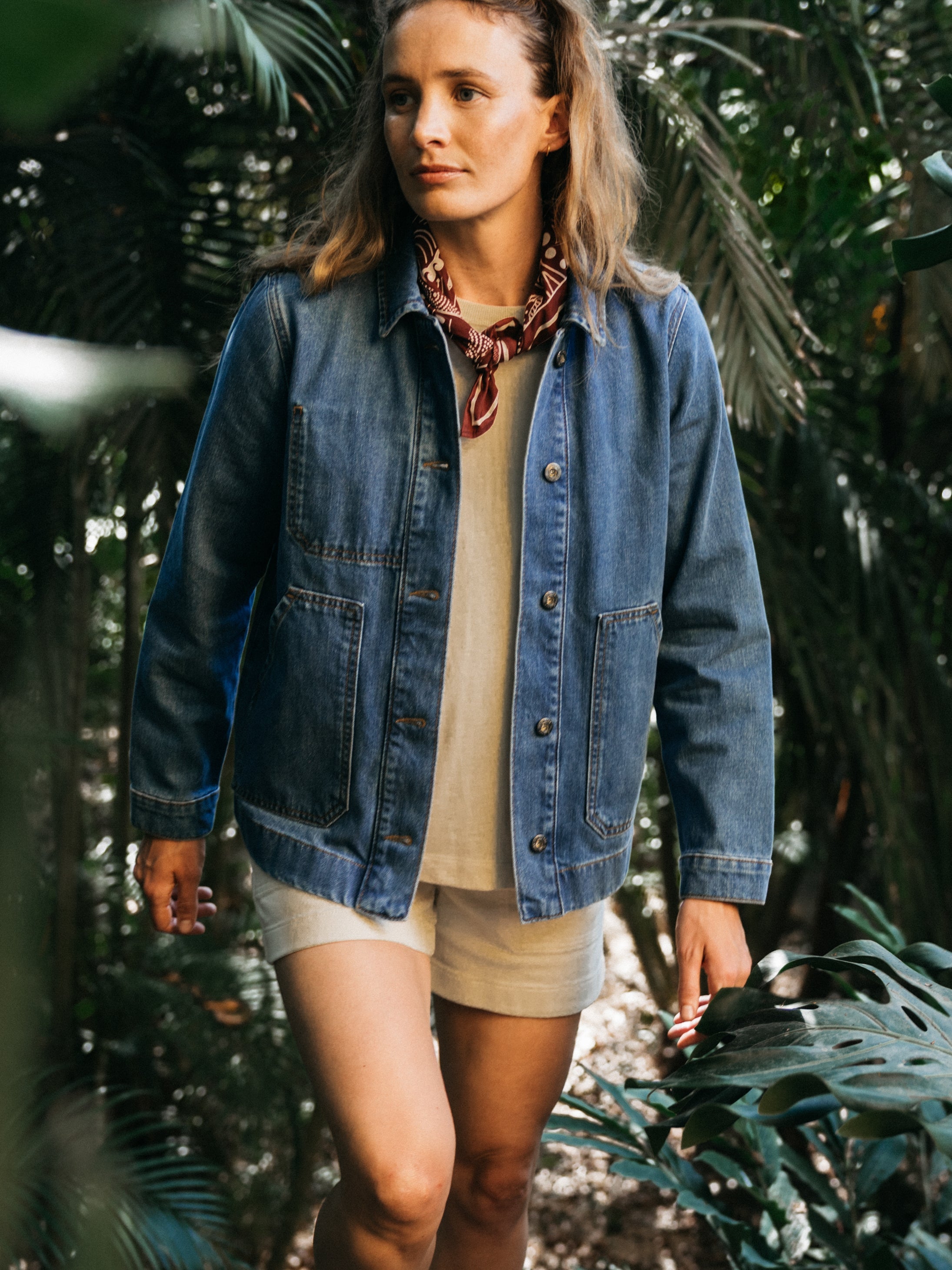 Women Yarrel Denim Chore Jacket in Washed Indigo