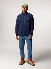 Men Recycled 1/4 Fleece in Deep Blue - Axiom