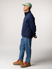 Men Recycled 1/4 Fleece in Deep Blue - Axiom
