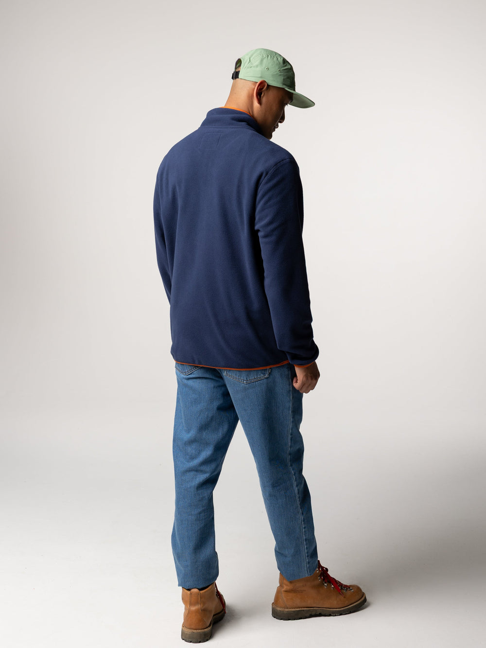 Men Recycled 1/4 Fleece in Deep Blue - Axiom