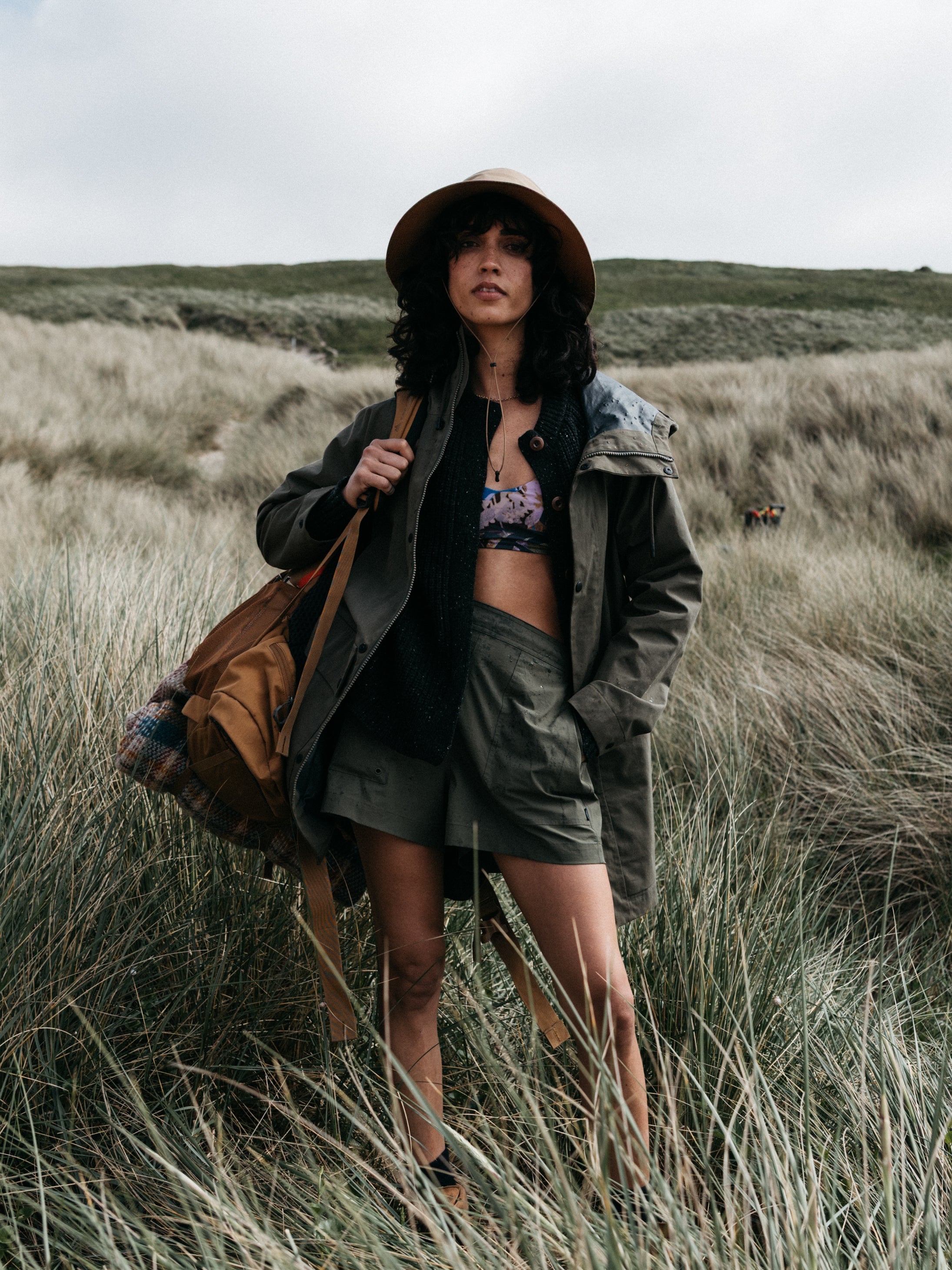 Women Organic Cotton Waterproof Jacket in Olive - Litus