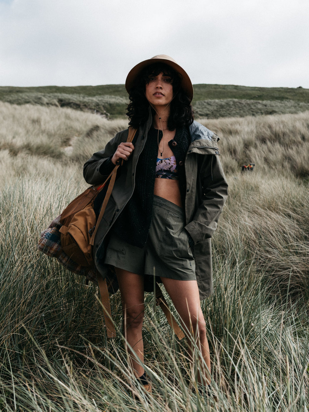 Women Organic Cotton Waterproof Jacket in Olive - Litus