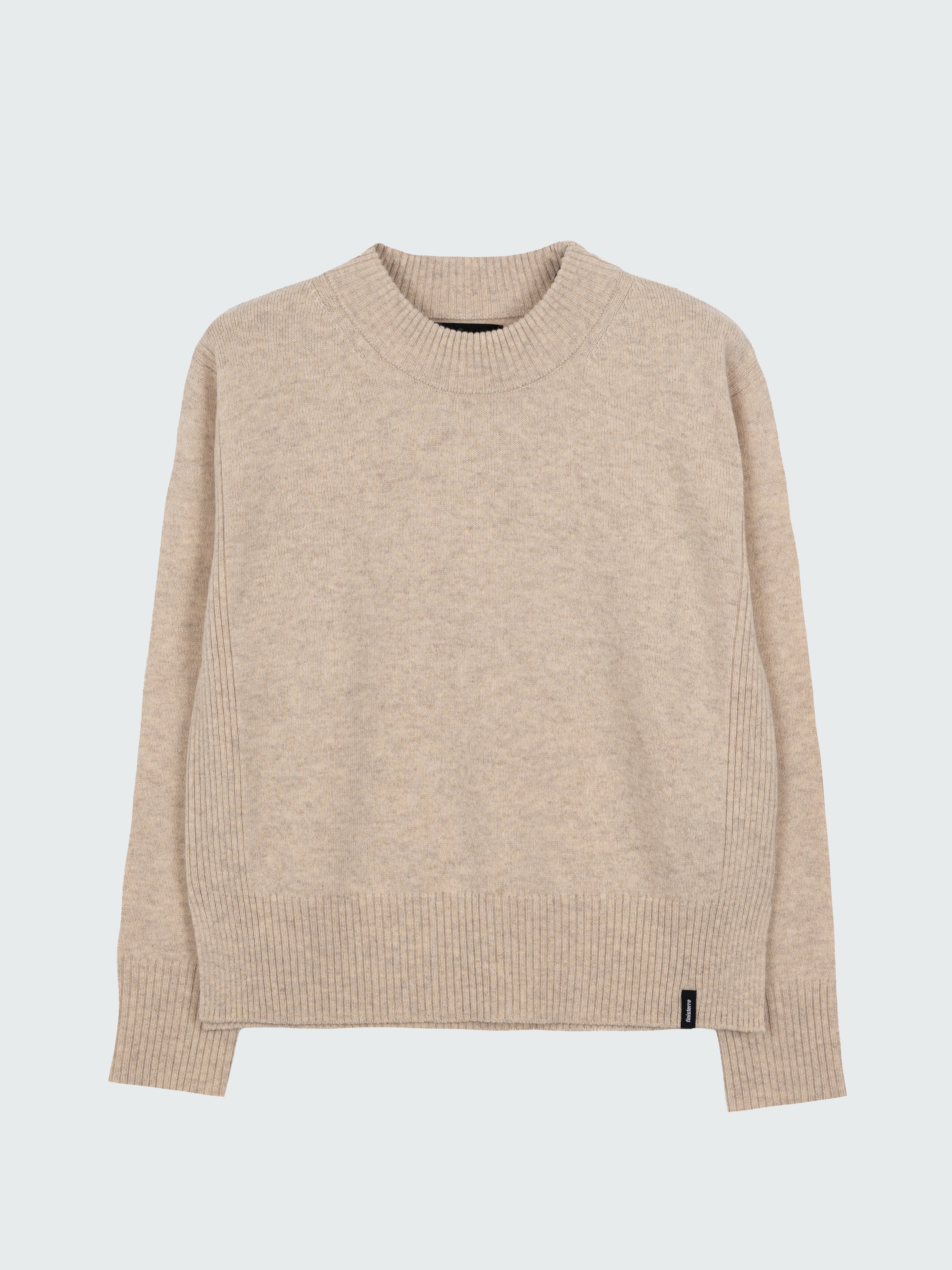 Women Wool Ribbed Knit Jumper in Oatmeal - Cavan