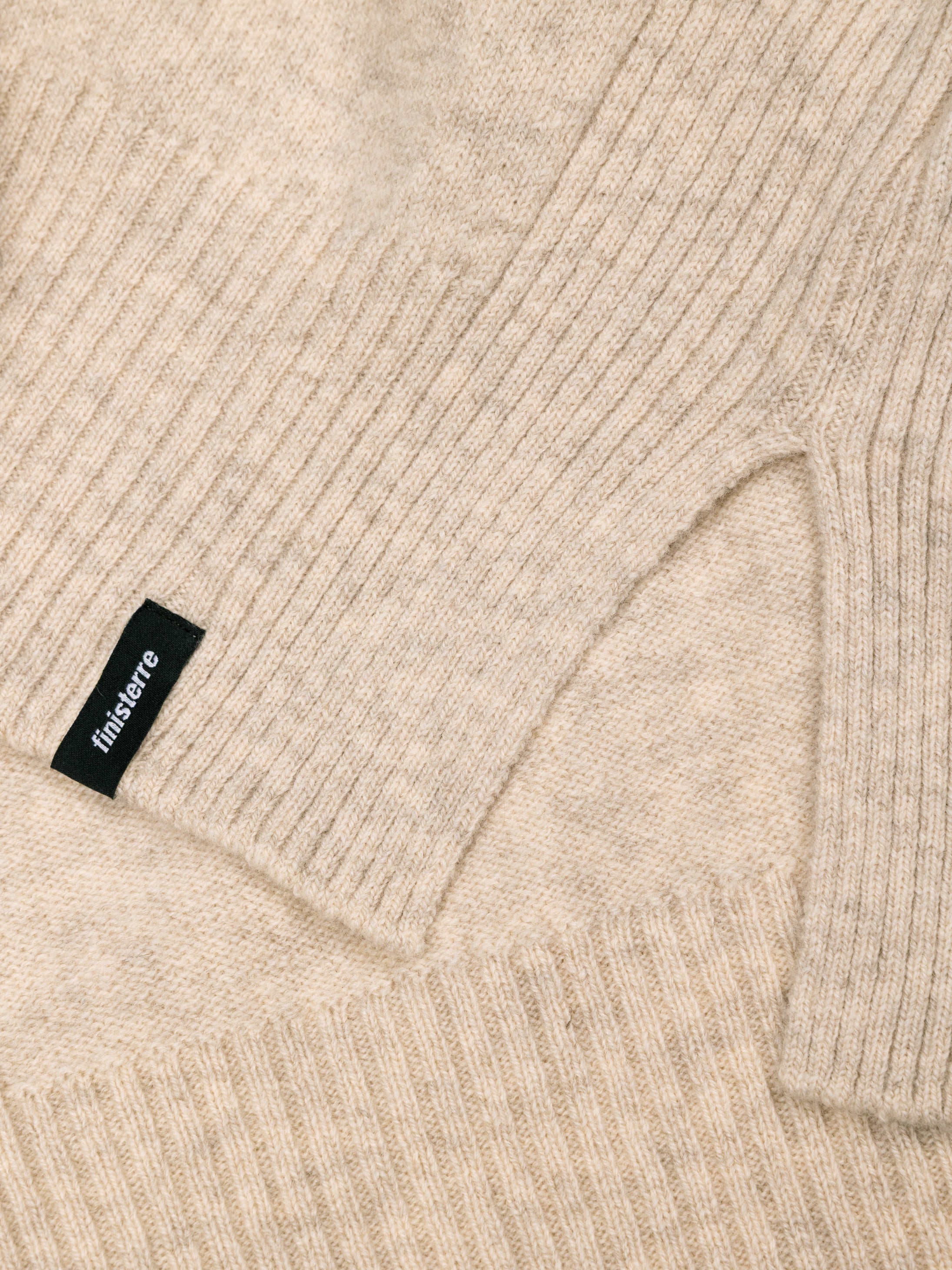 Women Wool Ribbed Knit Jumper in Oatmeal - Cavan
