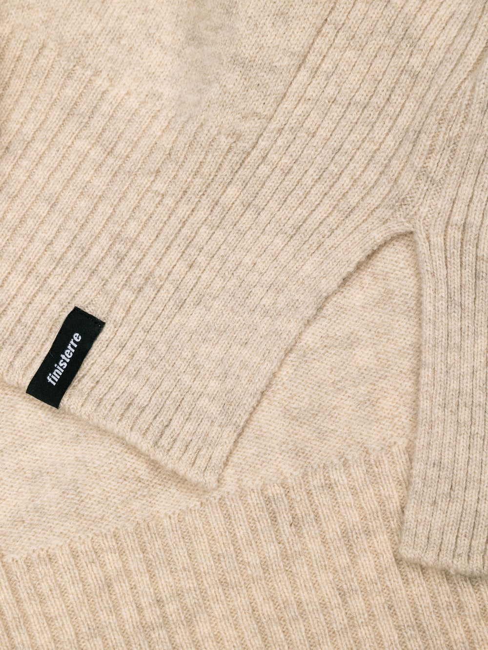 Women Wool Ribbed Knit Jumper in Oatmeal - Cavan