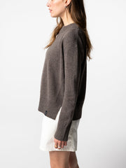 Women Wool Ribbed Knit Jumper in Brown - Cavan