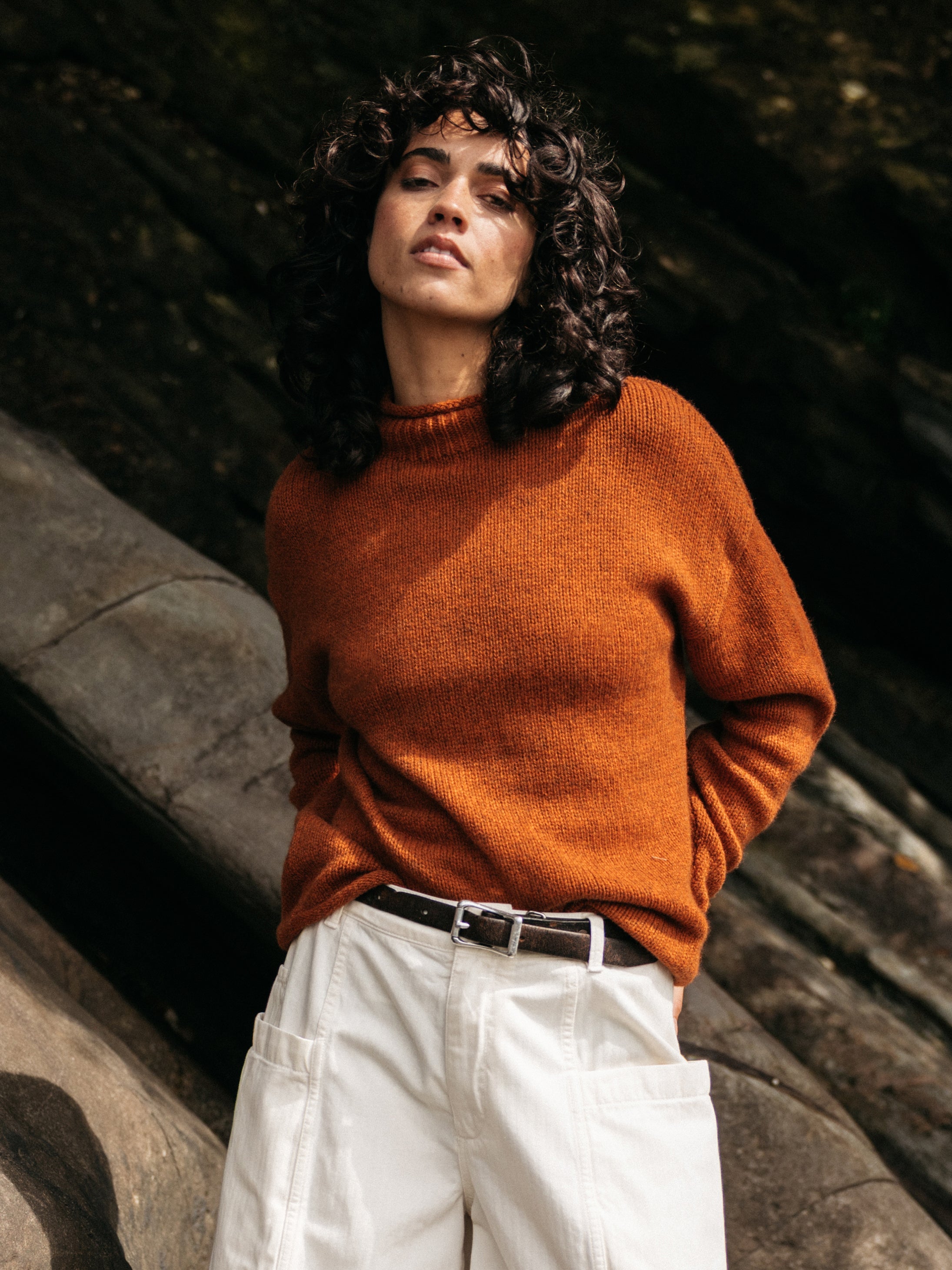 Women Wool Blend Jumper in Copper - Taran