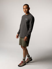 Men Organic Cotton Long Sleeve T-Shirt in Raven - Heat Wavy