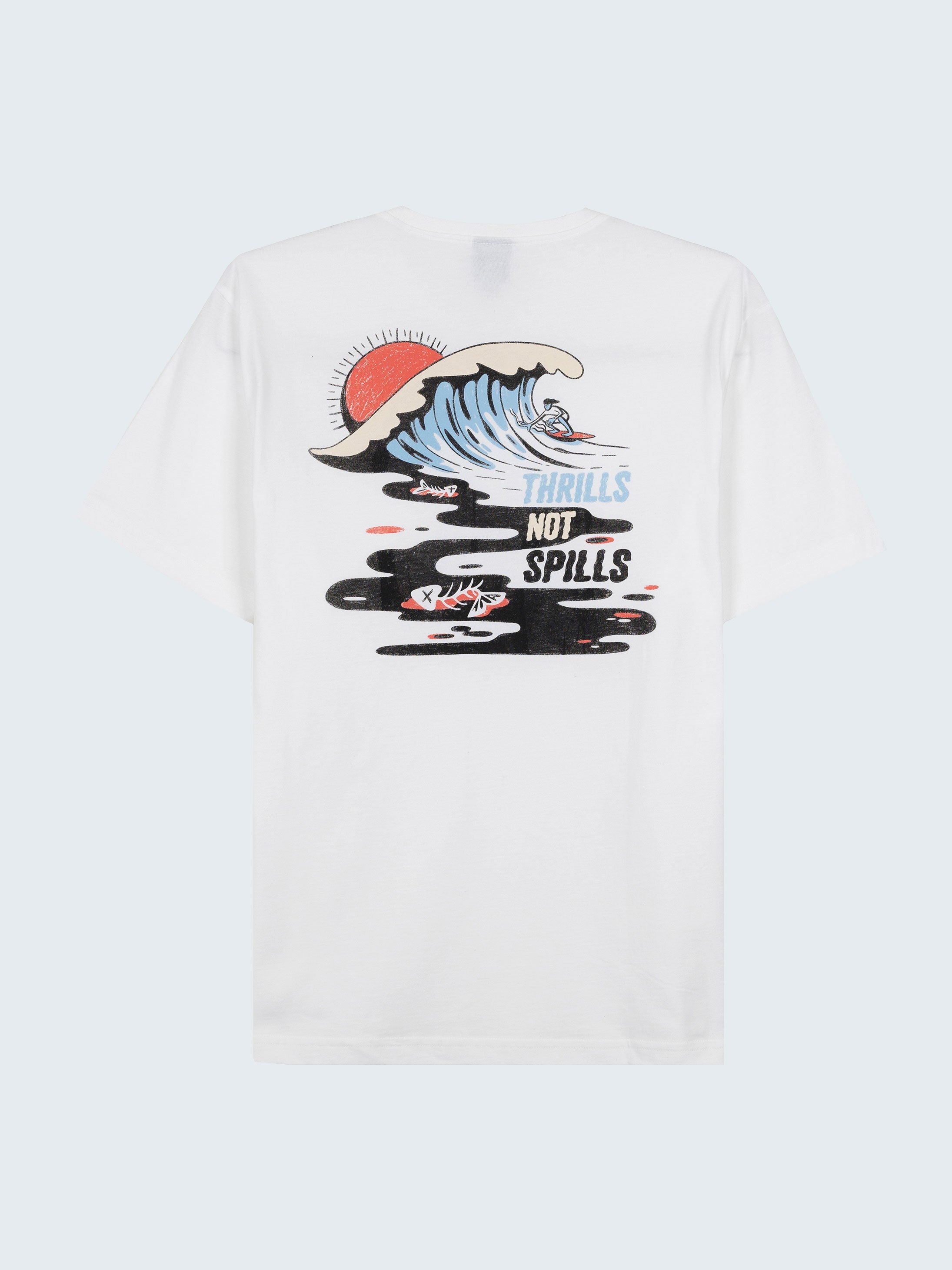 Men Organic Cotton T-Shirt in White - Thrills Not Spills