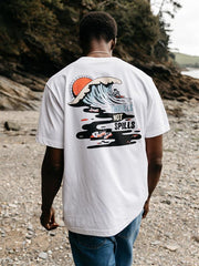 Men Organic Cotton T-Shirt in White - Thrills Not Spills