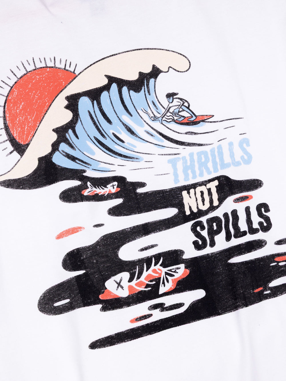 Men Organic Cotton T-Shirt in White - Thrills Not Spills
