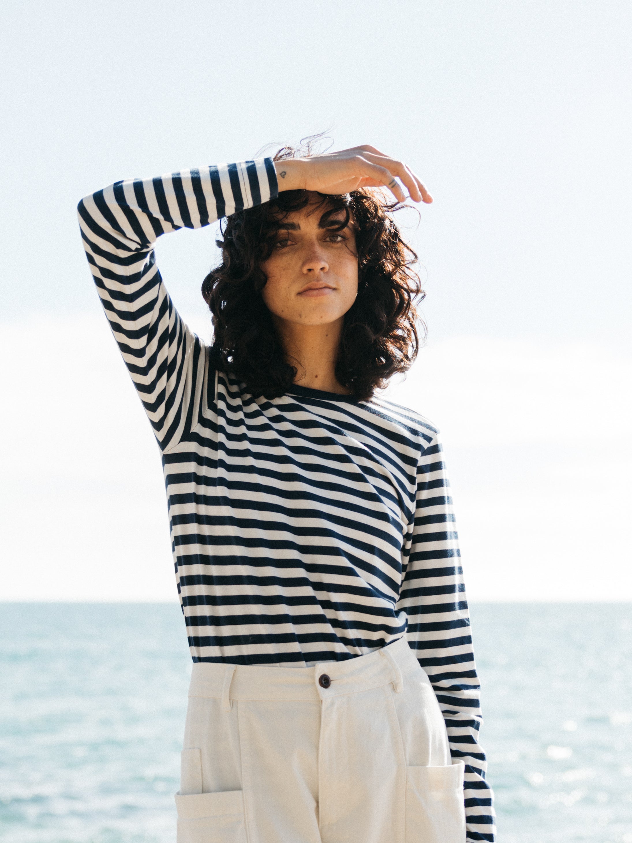 Women Eldon Long Sleeve T-Shirt in Blue/White