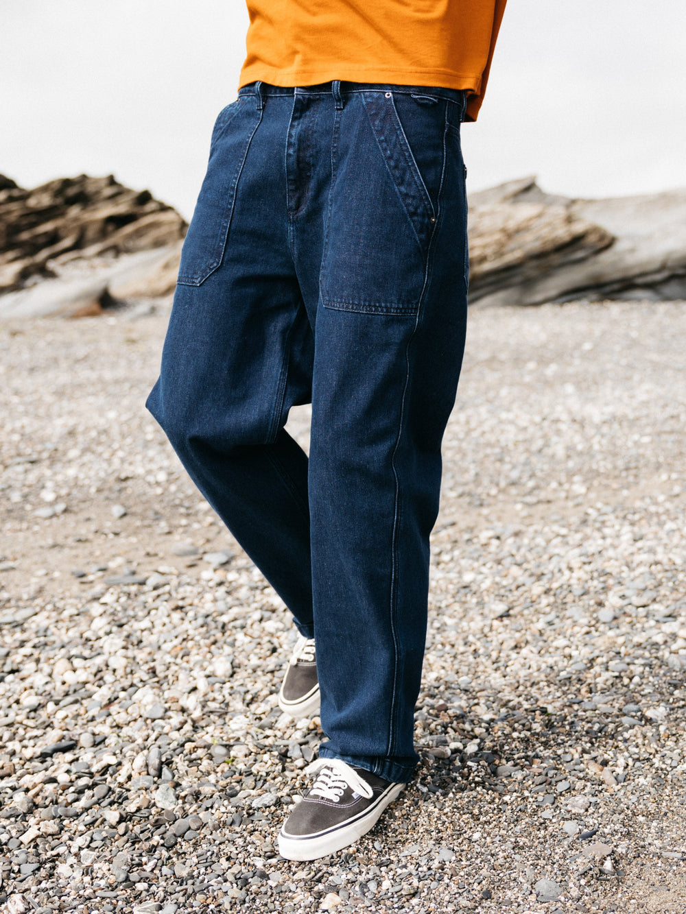 Men Denim Basset Utility Trouser in Dark Indigo