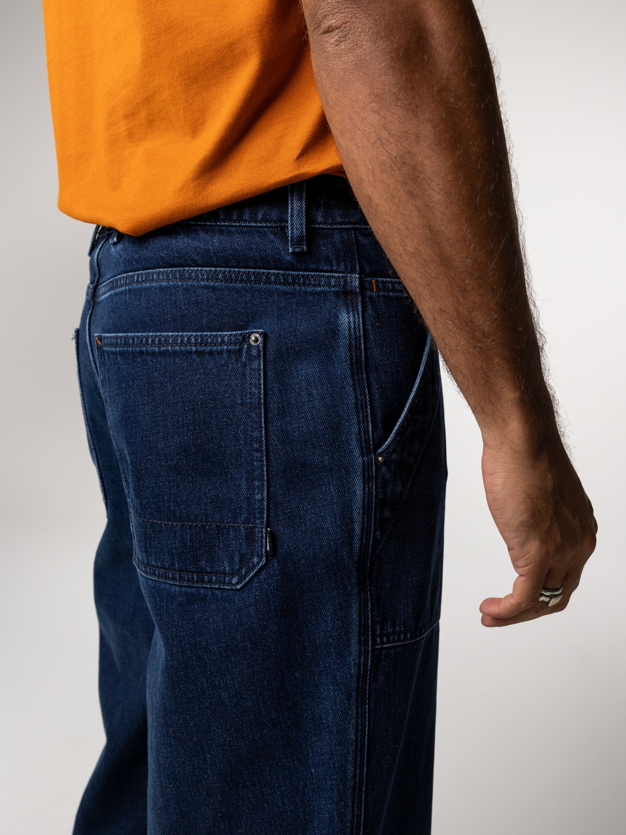 Men Denim Basset Utility Trouser in Dark Indigo