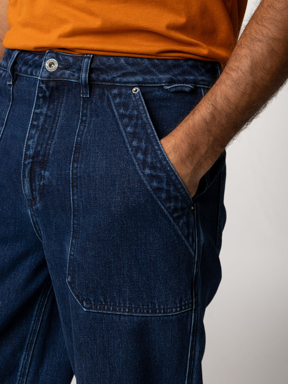 Men Denim Basset Utility Trouser in Dark Indigo