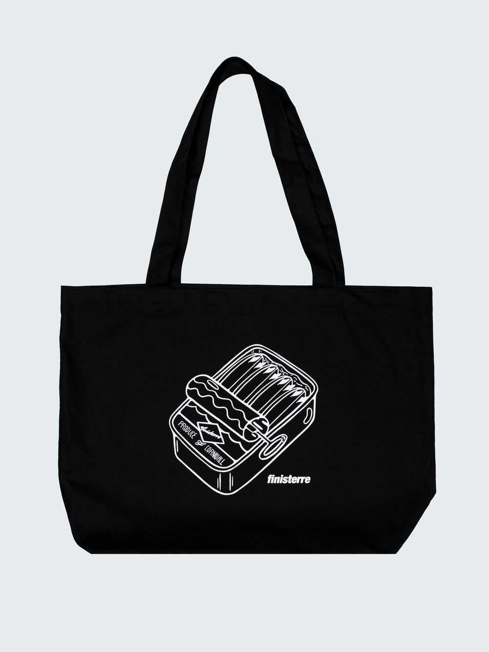 Men/Women Organic Cotton Tote Bag in Black - Sardines