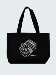 Men/Women Organic Cotton Tote Bag in Black - Sardines