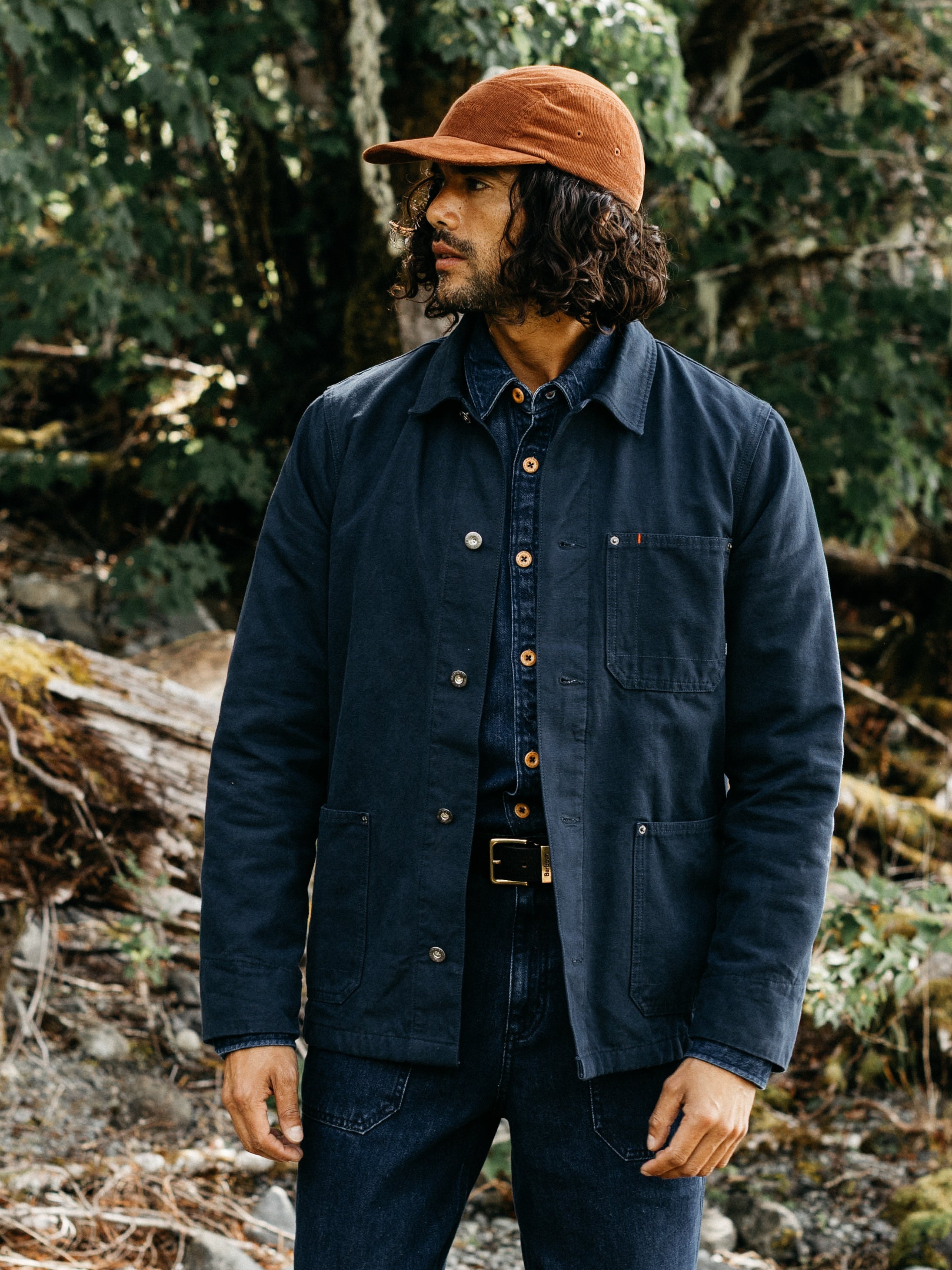 Men Organic Cotton Lined Jacket in Navy - Basset