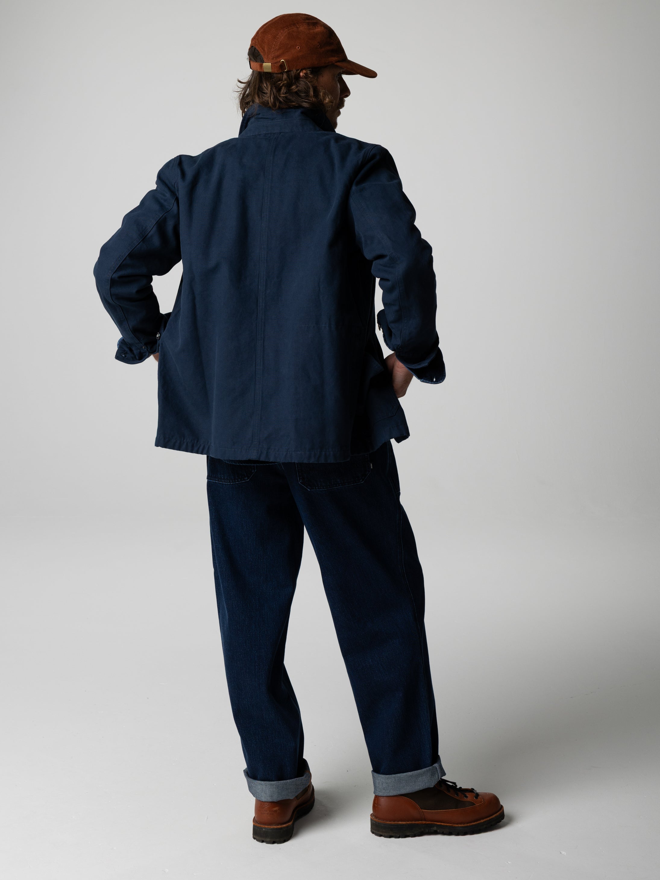Men Organic Cotton Lined Jacket in Navy - Basset
