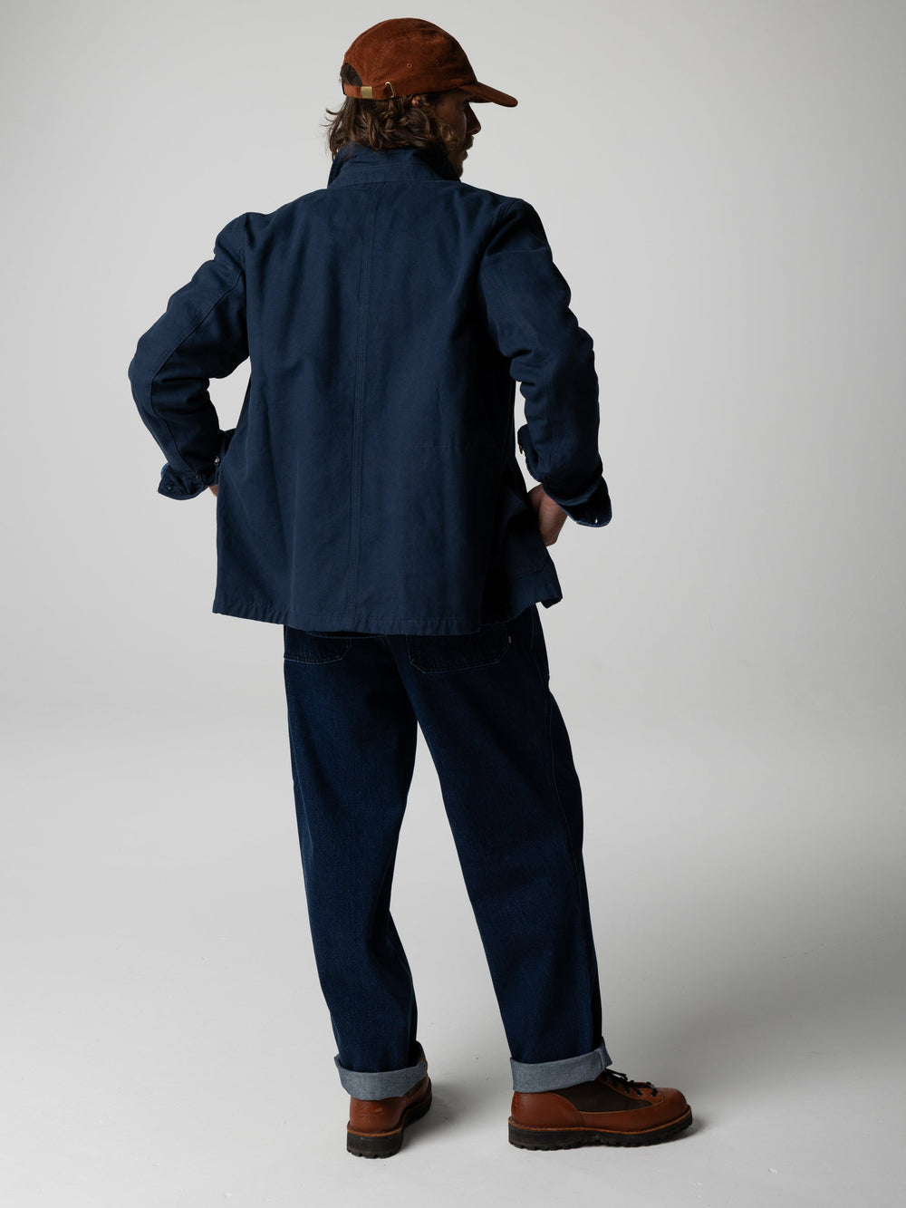 Men Organic Cotton Lined Jacket in Navy - Basset