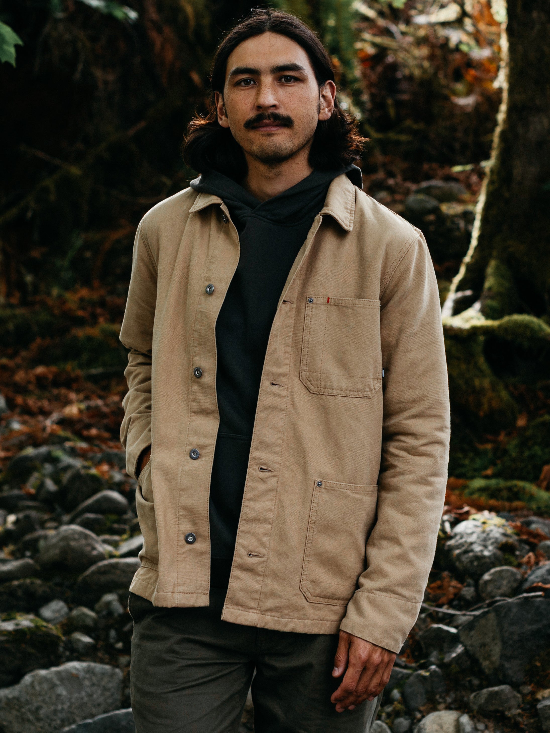 Men Organic Cotton Lined Jacket in Flint - Basset