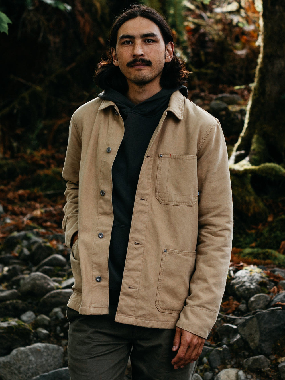 Men Organic Cotton Lined Jacket in Flint - Basset