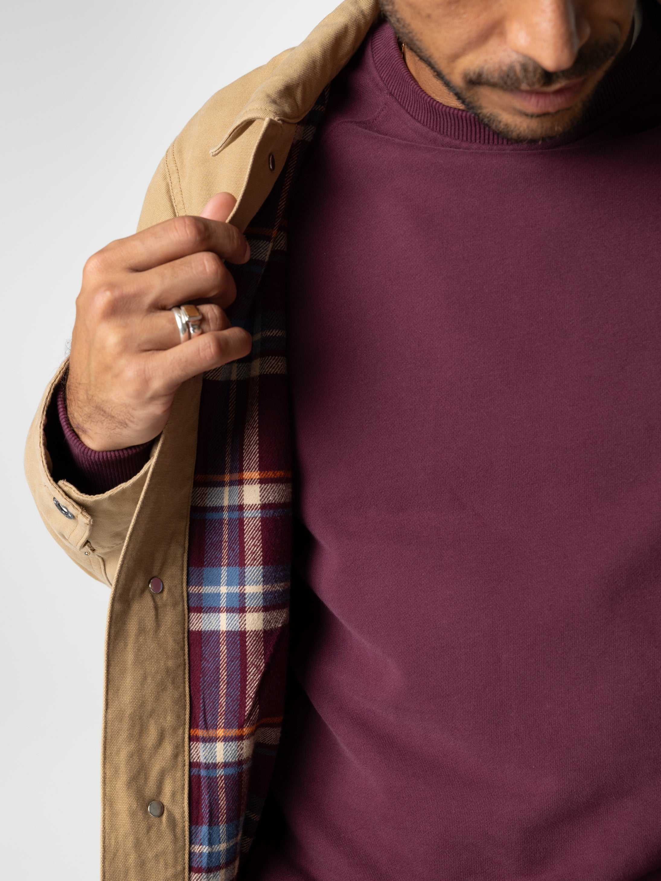 Men Organic Cotton Lined Jacket in Flint - Basset