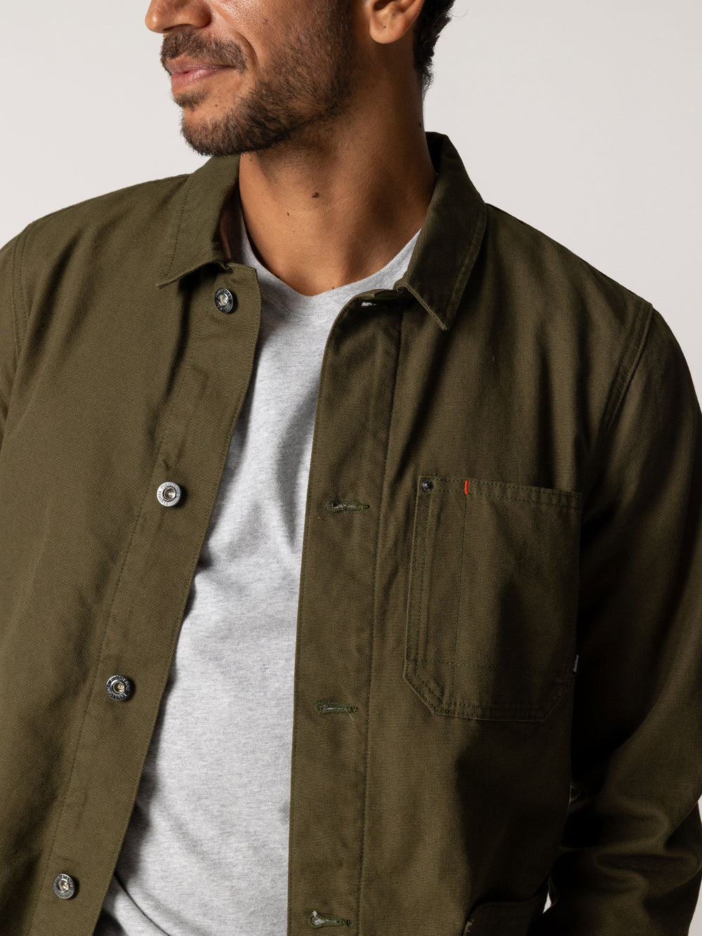 Men Organic Cotton Lined Jacket in Olive - Basset