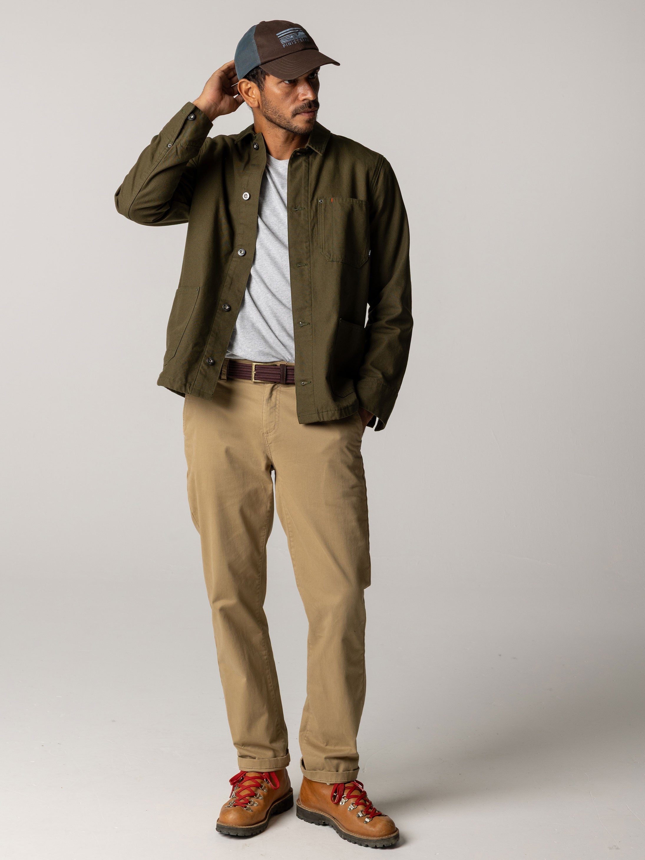 Men Organic Cotton Lined Jacket in Olive - Basset