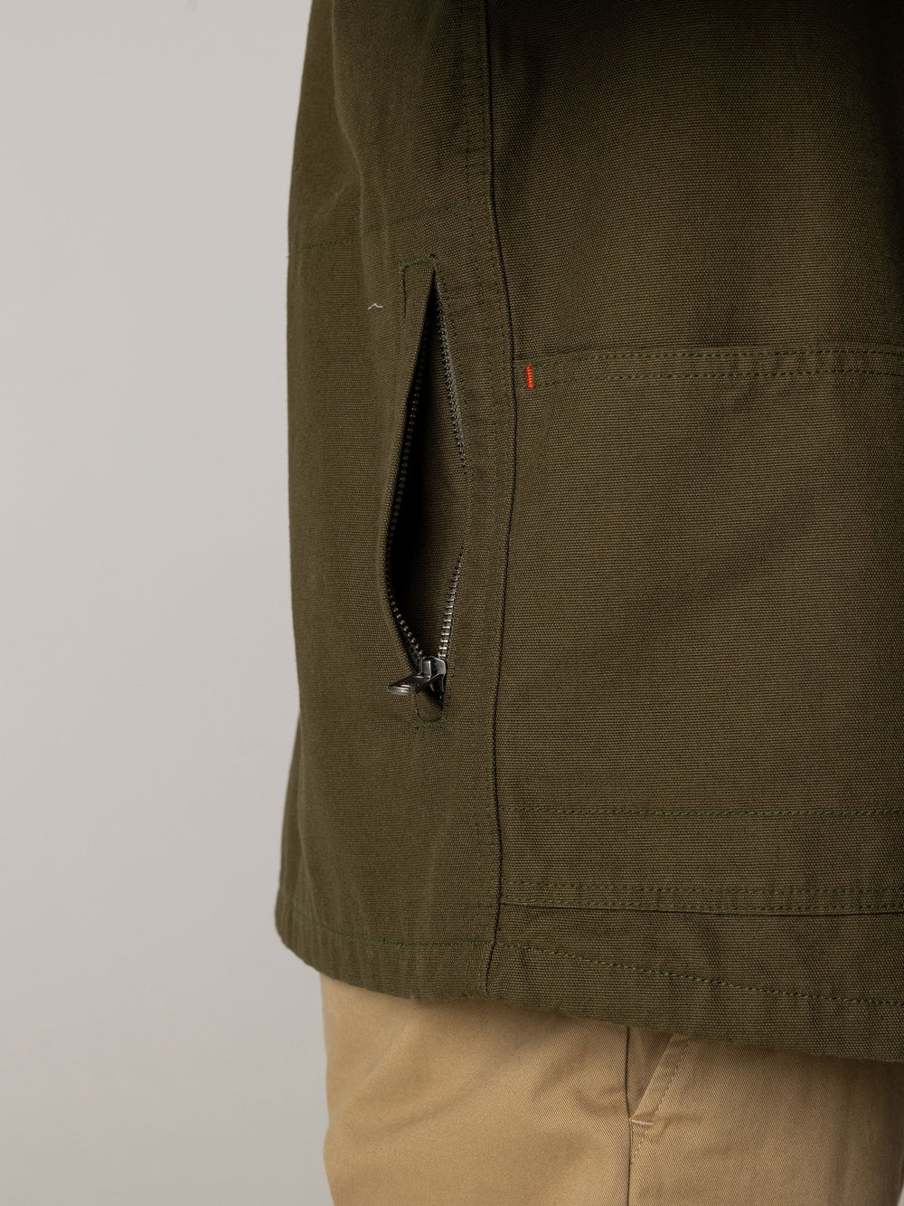 Men Organic Cotton Lined Jacket in Olive - Basset