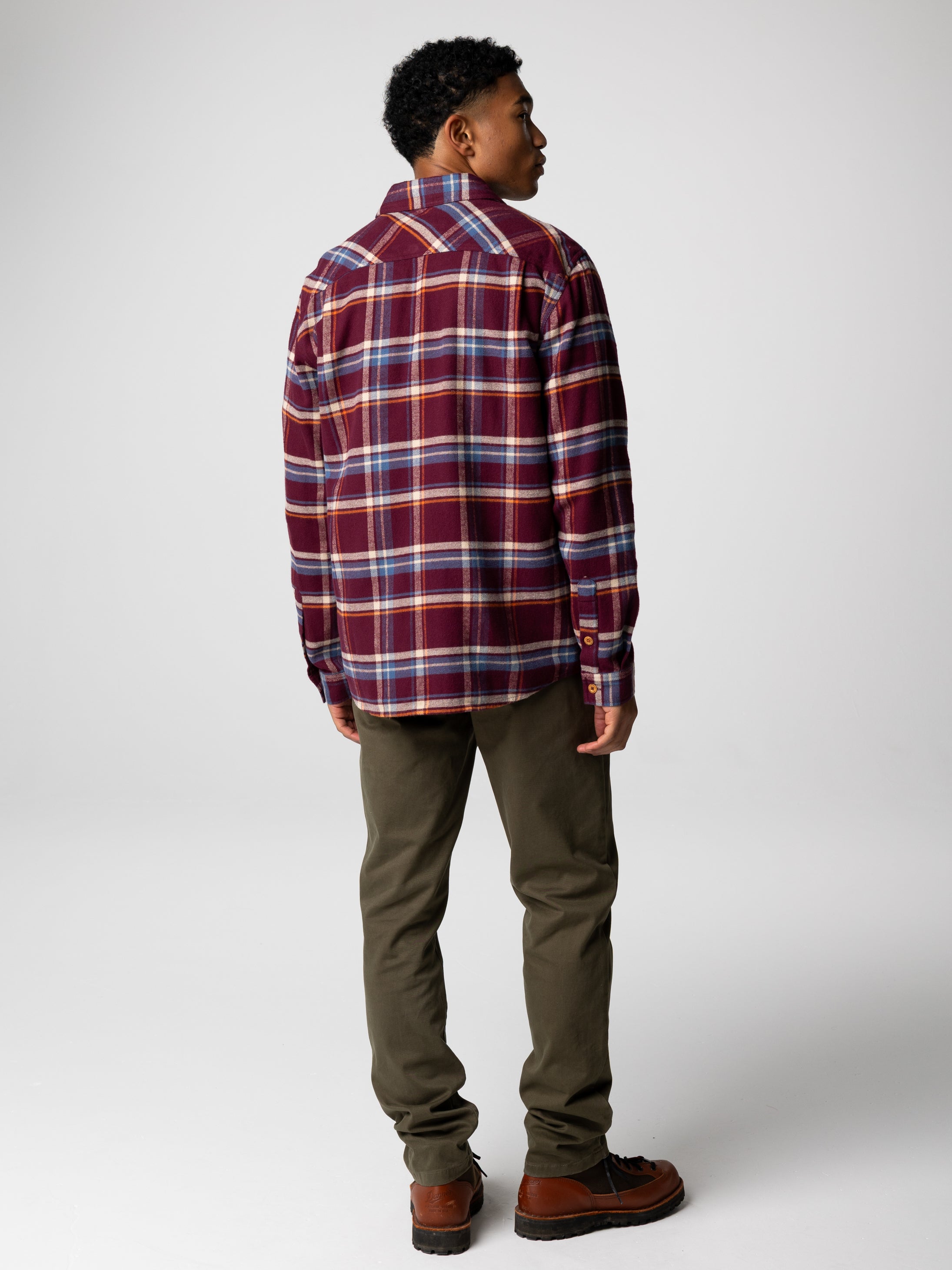 Men Check Shirt in Plum Check - Beardsmore