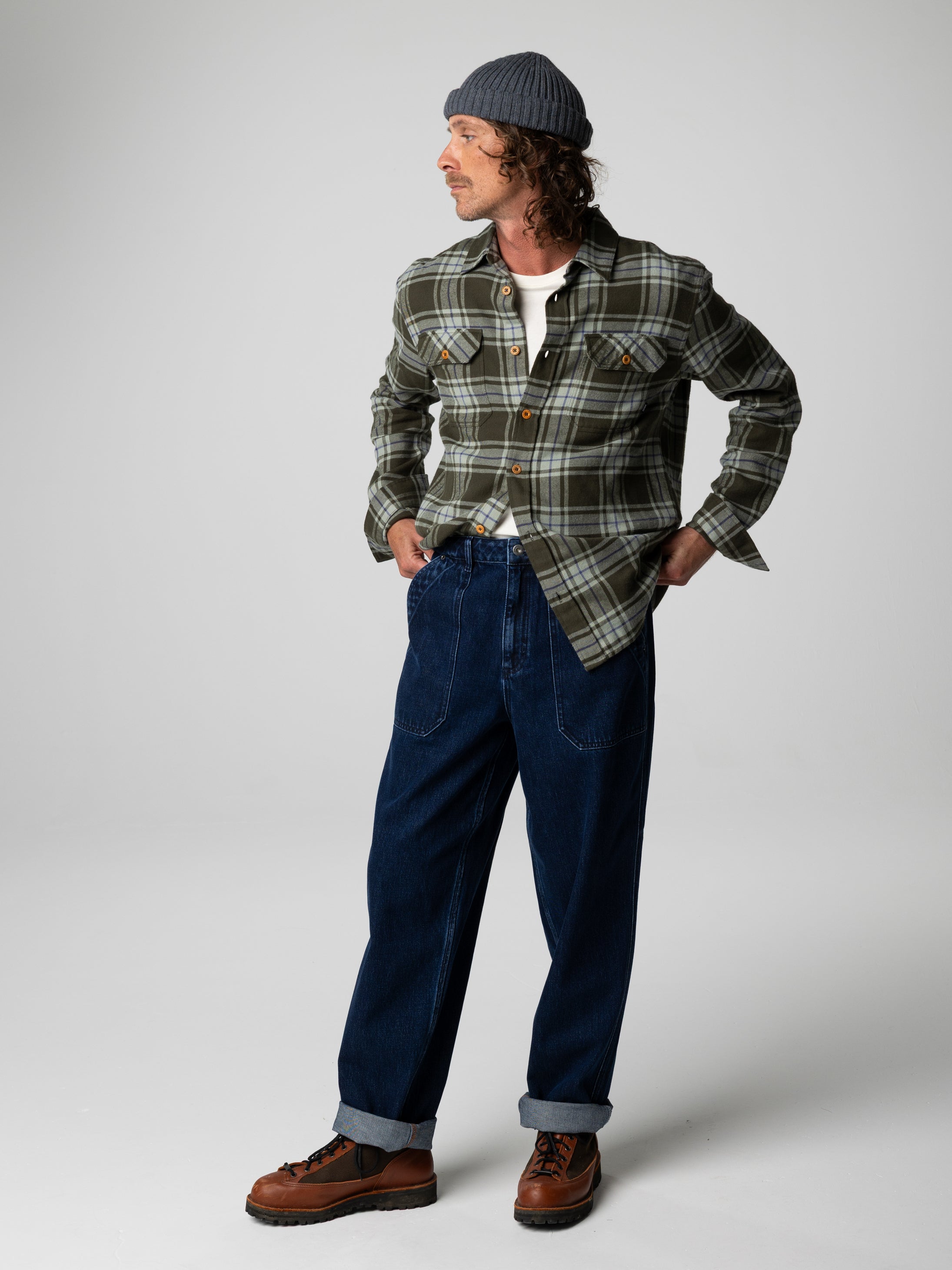 Men Check Shirt in Timber Green Check - Beardsmore