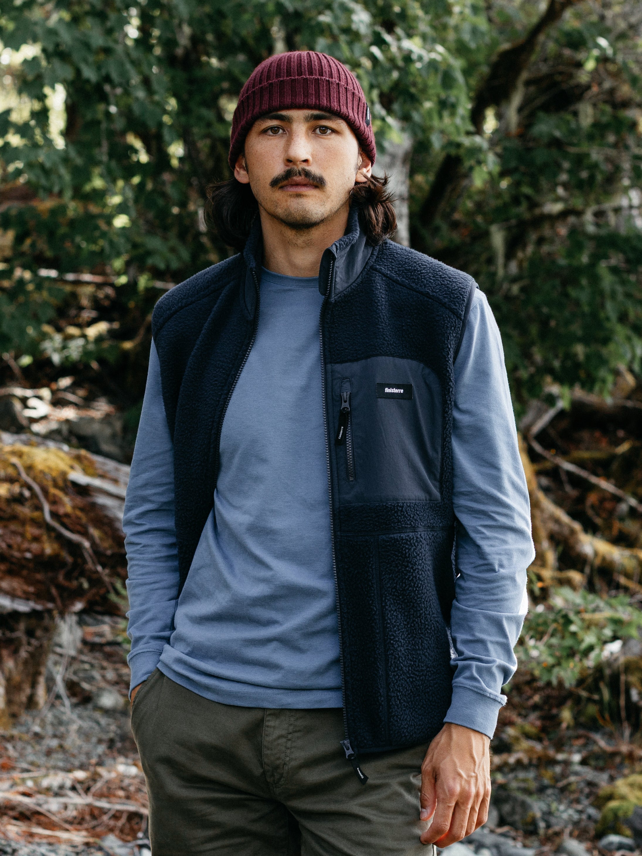 Men Recycled Fleece Gilet in Navy - Bolster