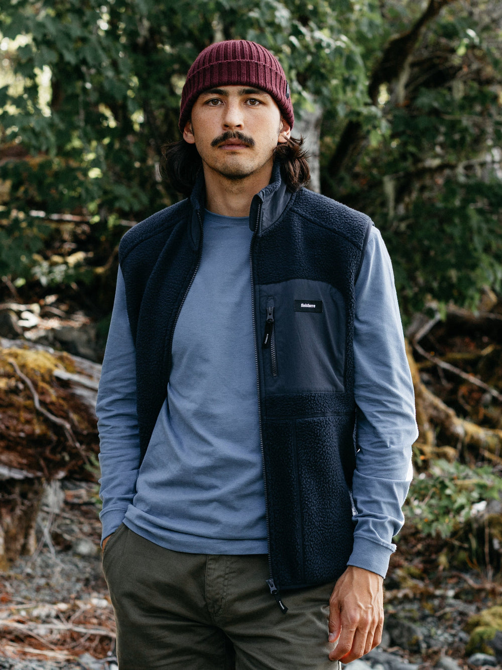 Men Recycled Fleece Gilet in Navy - Bolster
