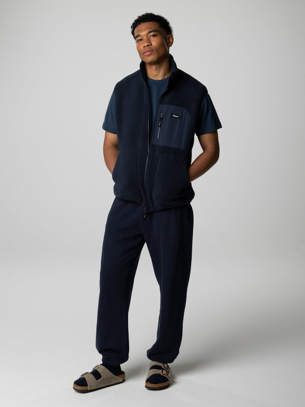 Men Recycled Fleece Gilet in Navy - Bolster