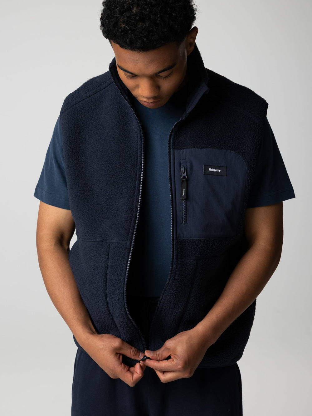 Men Recycled Fleece Gilet in Navy - Bolster