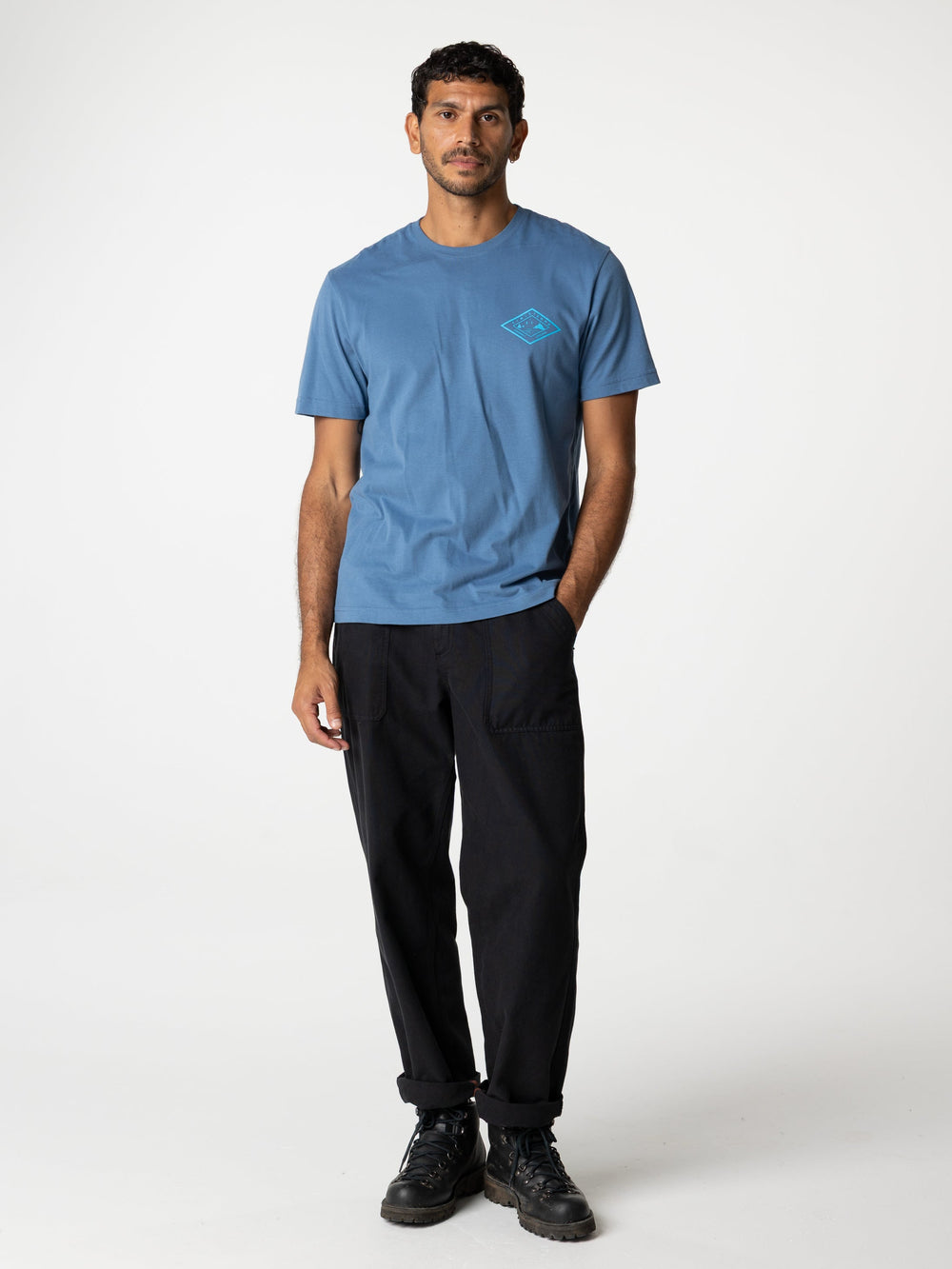 Men Organic Cotton T-Shirt in Blue - Diamond
