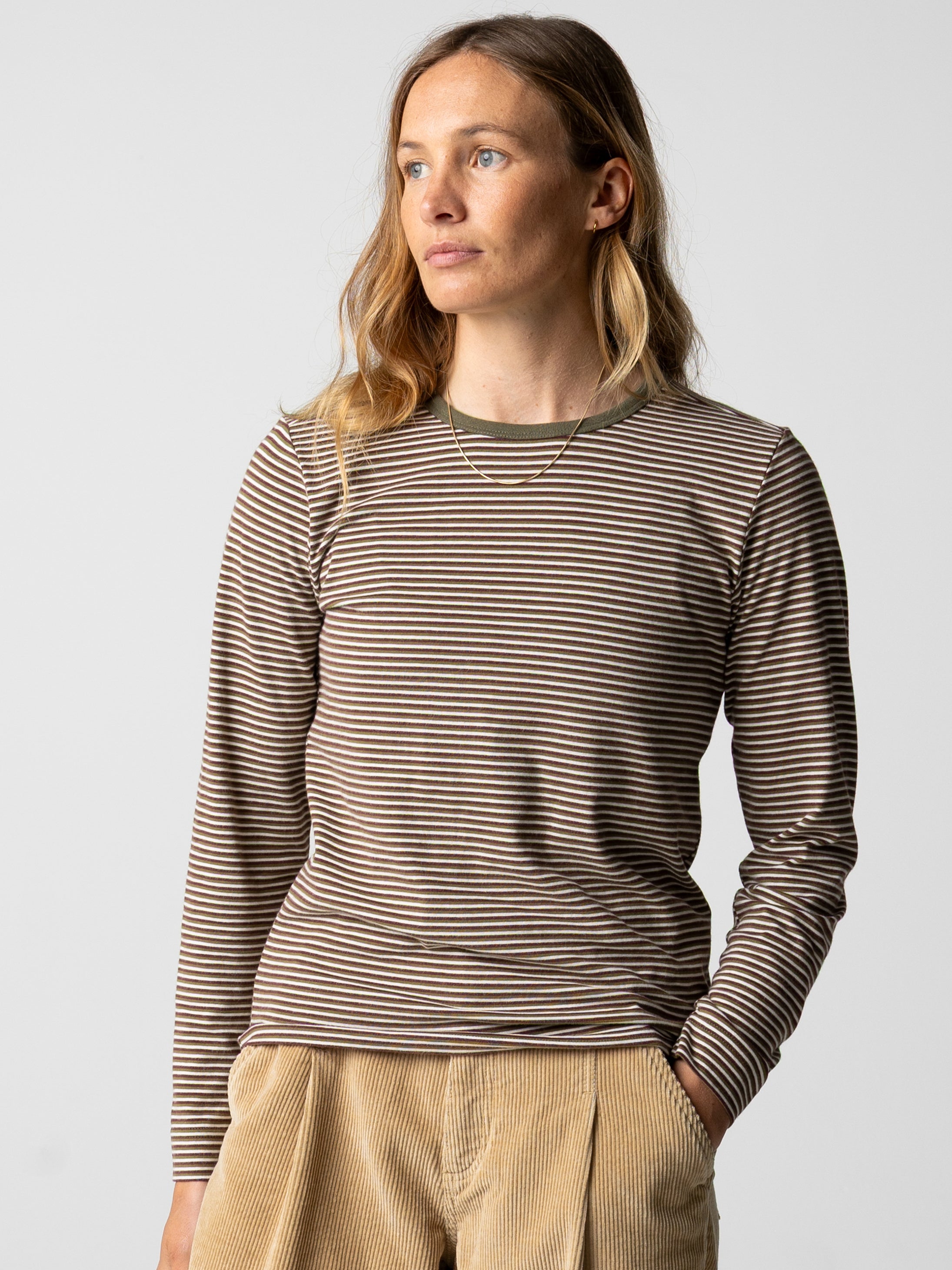 Women Eldon Long Sleeve T-Shirt in Plum/Ecru