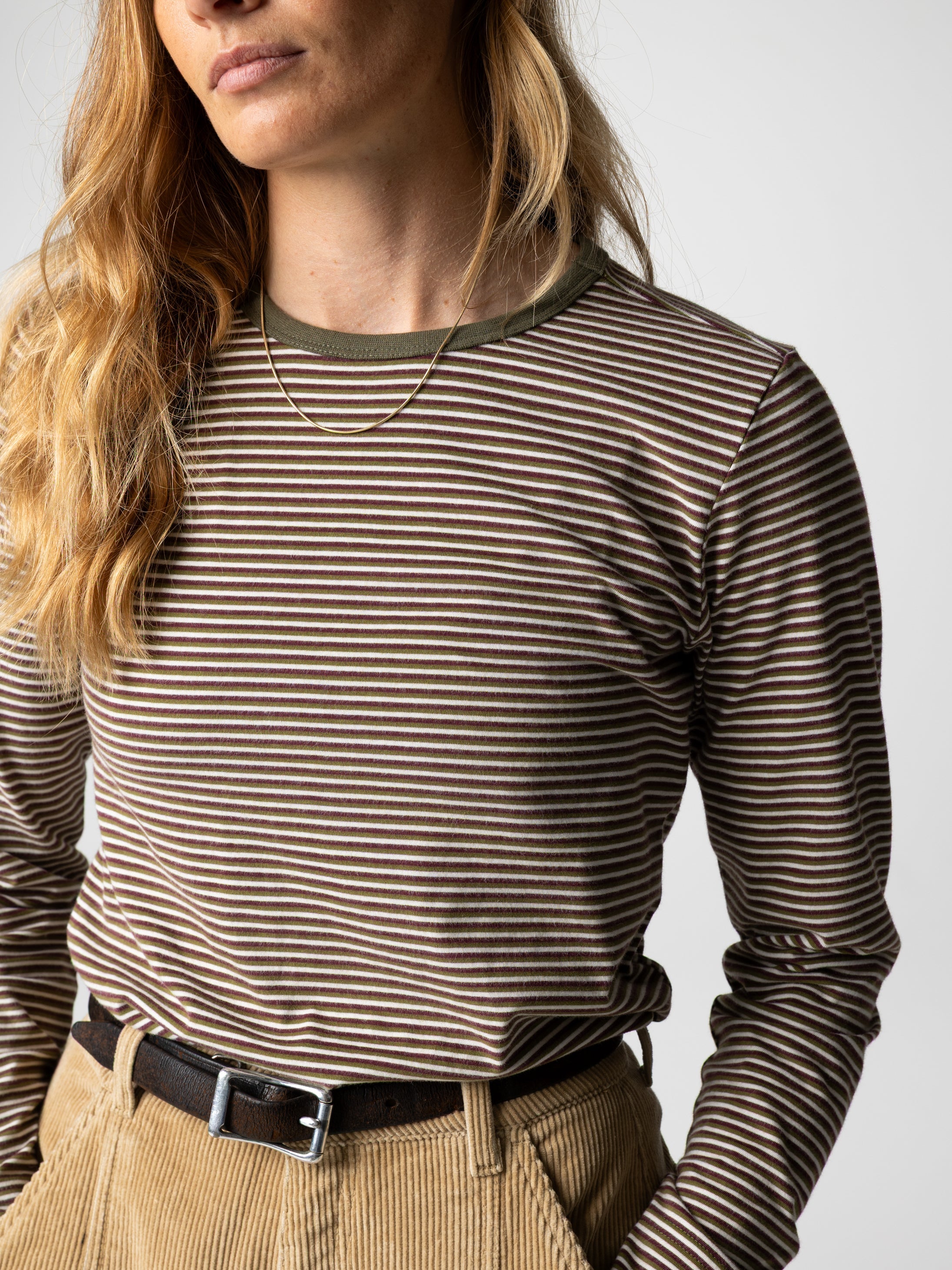 Women Eldon Long Sleeve T-Shirt in Plum/Ecru