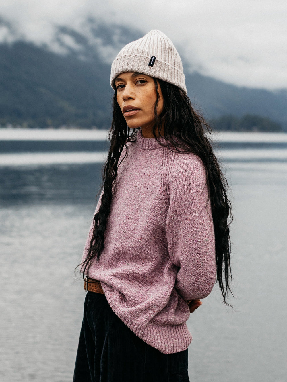 Women Merino Crew Knit Jumper in Purple - Farne