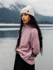 Women Merino Crew Knit Jumper in Purple - Farne