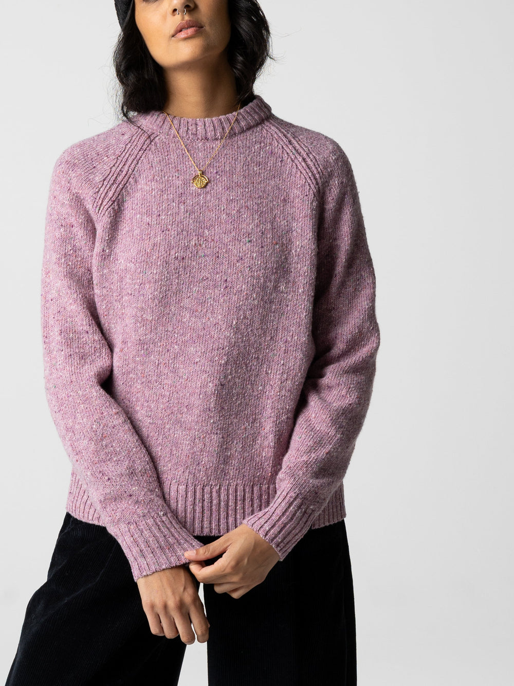 Women Merino Crew Knit Jumper in Purple - Farne