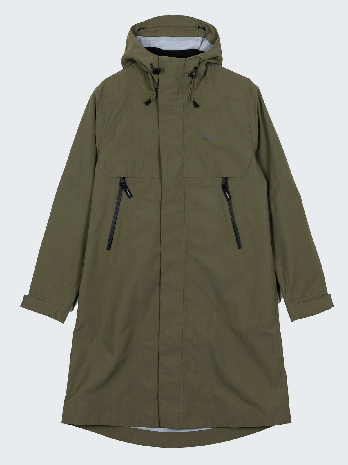 Women Recycled Longline Waterproof Jacket in Olive - Stormbird